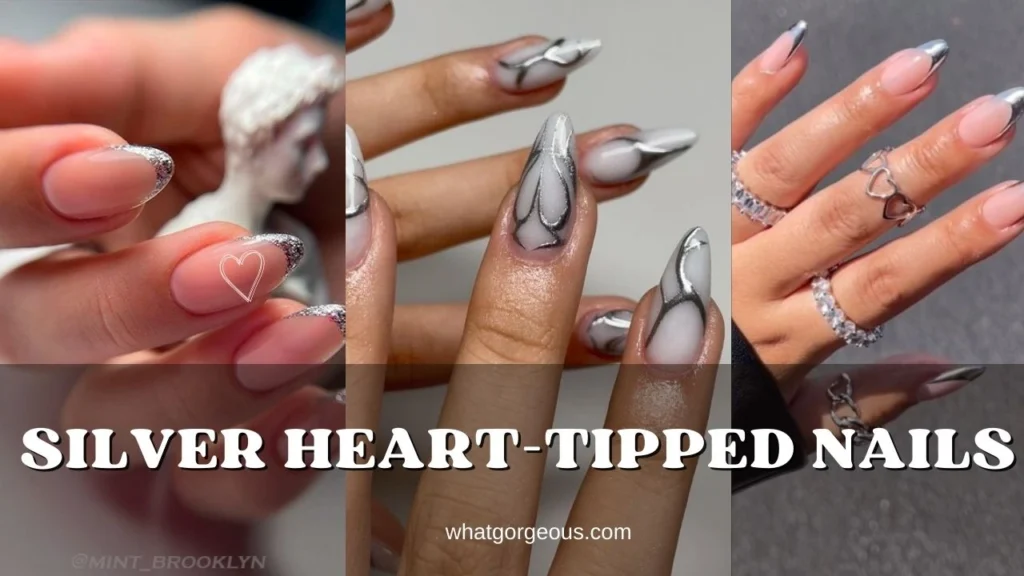 5. Silver Heart Tipped Nails whatgorgeous.com