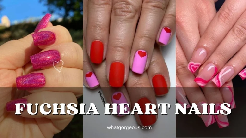 9. Fuchsia Heart Nails whatgorgeous.com