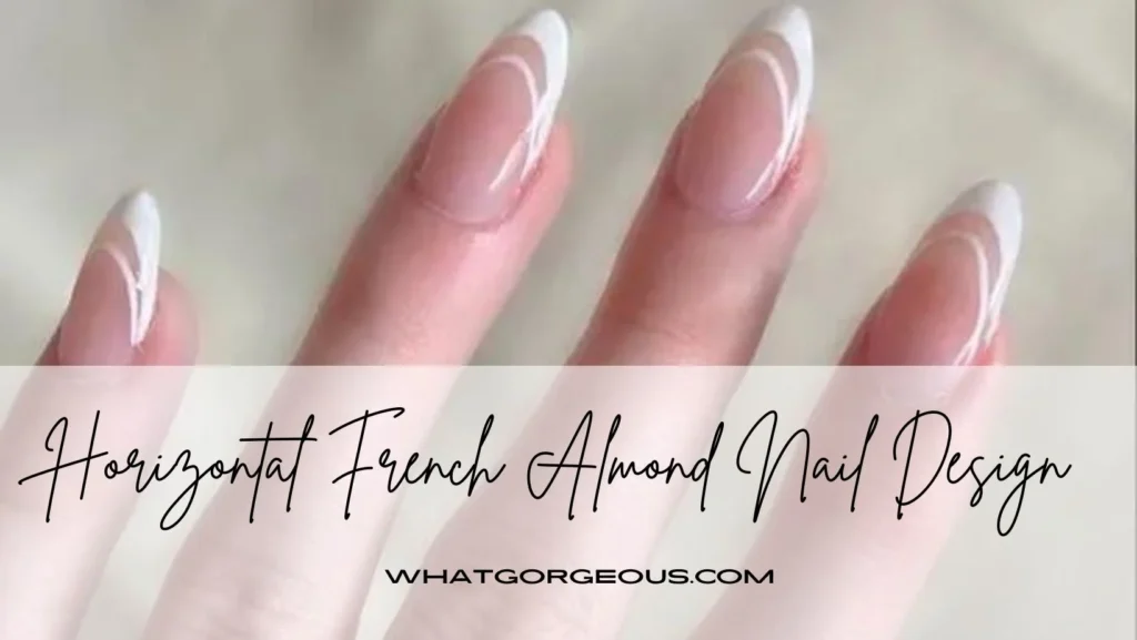 Horizontal French Almond Nail Design