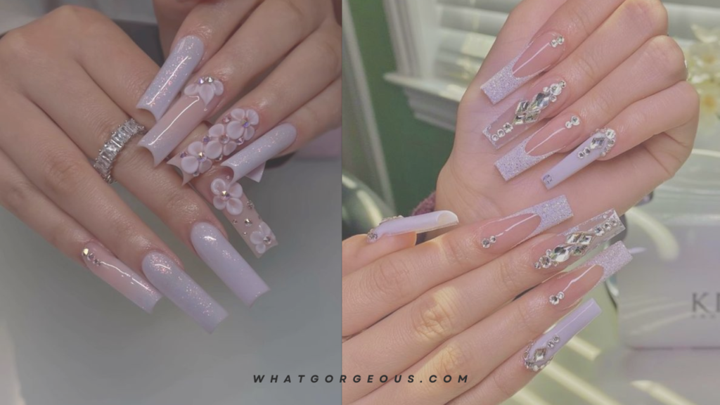 Lilac and White Coffin Nails 1 whatgorgeous.com