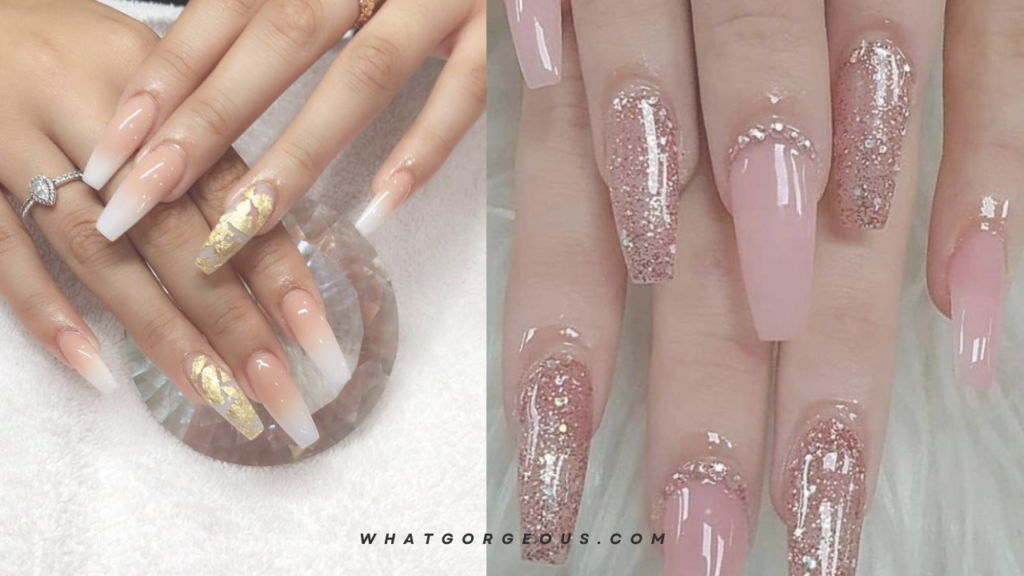 Long Ombre Gold Nails whatgorgeous.com