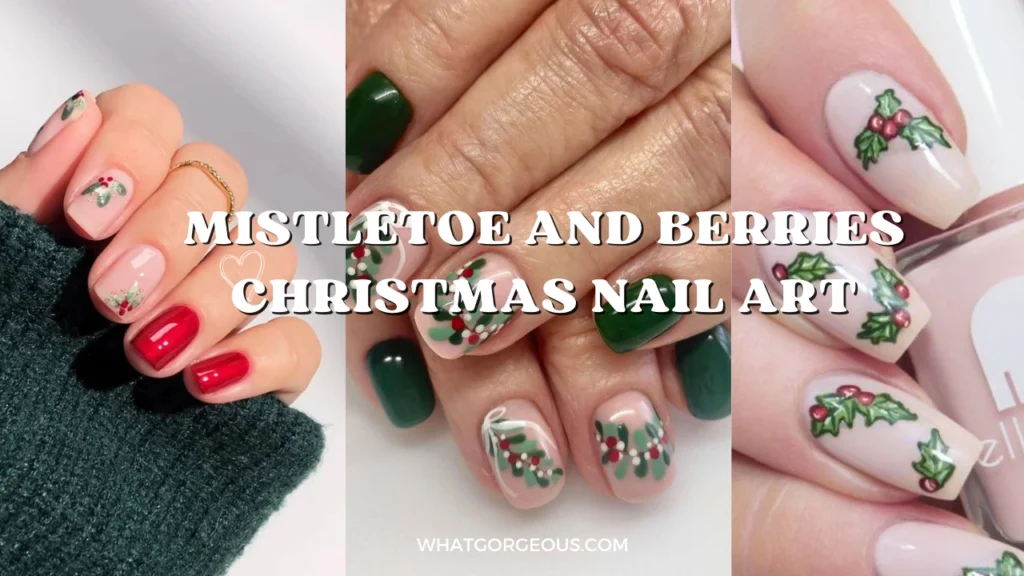 Mistletoe and Berries Christmas Nail Art whatgorgeous.com