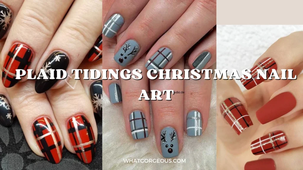 Plaid Tidings Christmas Nail Art whatgorgeous.com