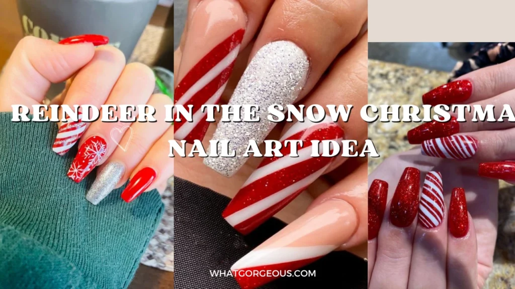 Reindeer in the Snow Christmas Nail Art Idea whatgorgeous.com