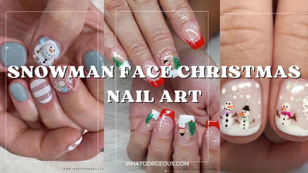 Snowman Face Christmas Nail Art whatgorgeous.com