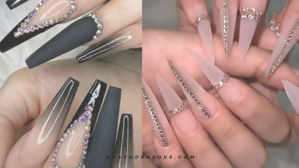 Stilleto Nails with Gems whatgorgeous.com