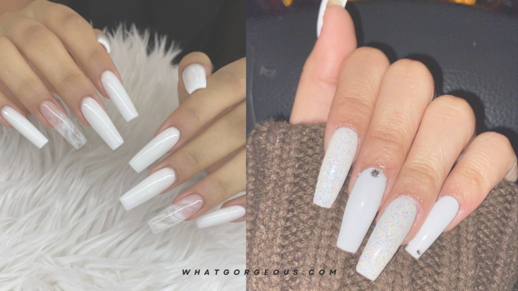 White Coffin nails with diamonds 1 whatgorgeous.com