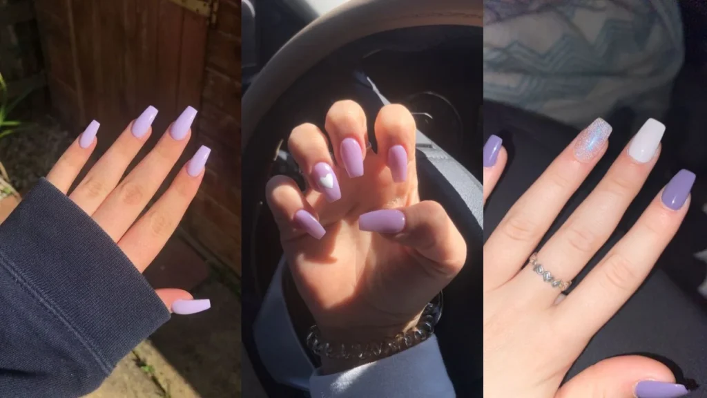 best light purple nails short 