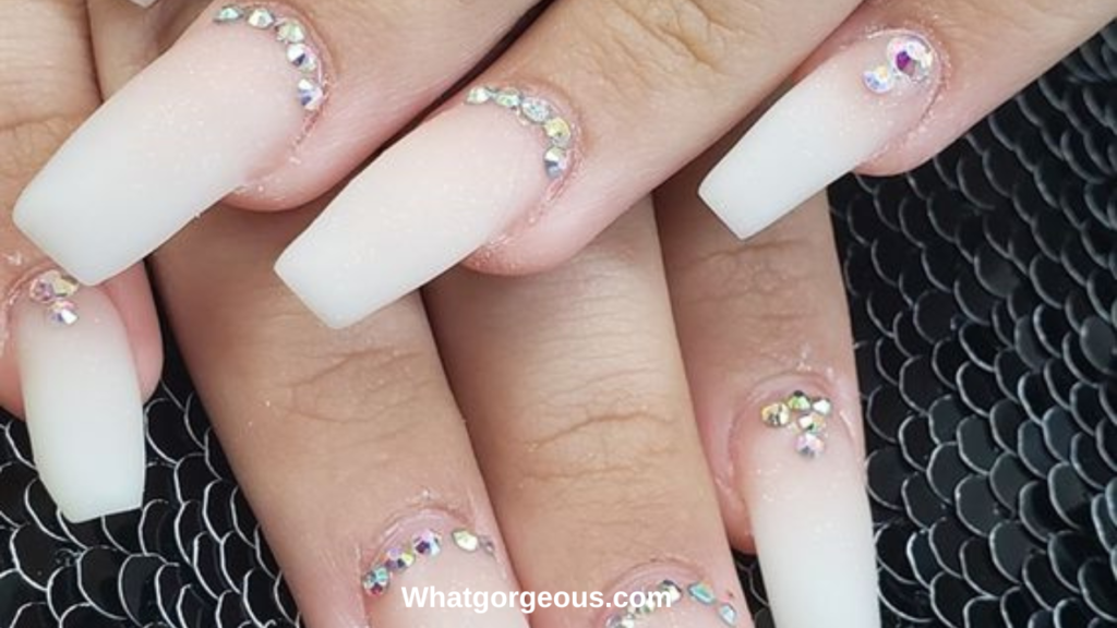 10. Cute Red Glitter Hearts on Neutral Nude Pink Nails 1 whatgorgeous.com