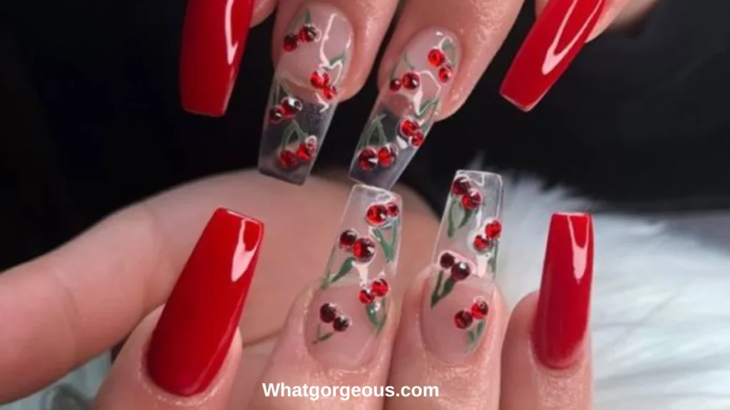 Cutesy Cherry February Nail Designs whatgorgeous.com