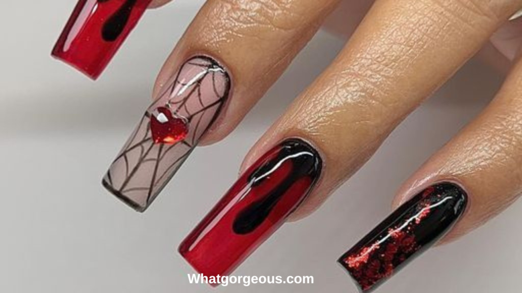 Extra Vampy Halloween Nail Art whatgorgeous.com