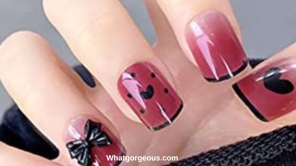 Shiny French Love February Nail Designs whatgorgeous.com