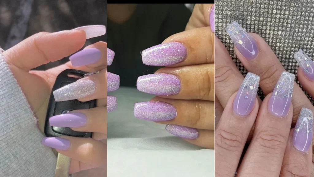 light purple and silver nails