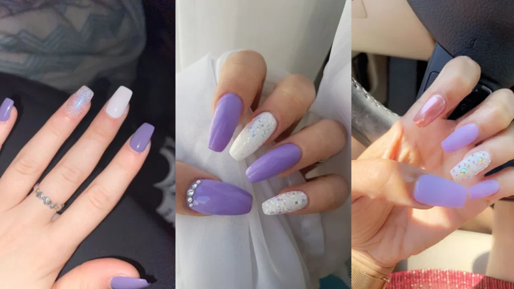 light purple and white nails