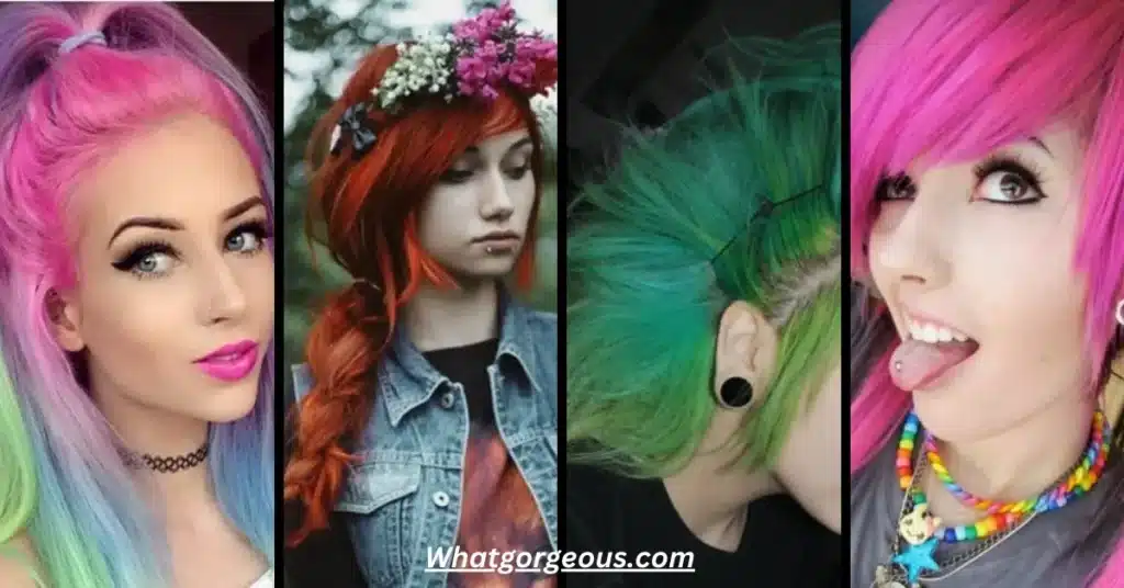 "Emo Hairstyles for Girls": A vibrant blend of bold colors, edgy cuts, and expressive flair, perfect for self-expression and individual style.